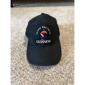Guiness Baseball Hat Cap Black White Adjustable Lovely Day For A Guiness
